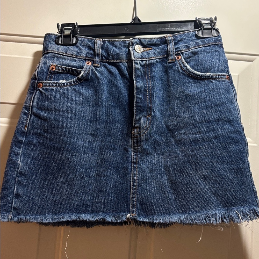 Topshop Petite Dark Blue Denim Mini Skirt